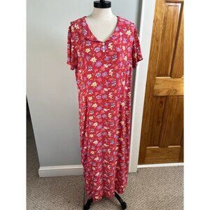 VTG Carol Anderson Pink Floral Rayon 90s Y2K Midi DRESS SZ 14 Event Casual